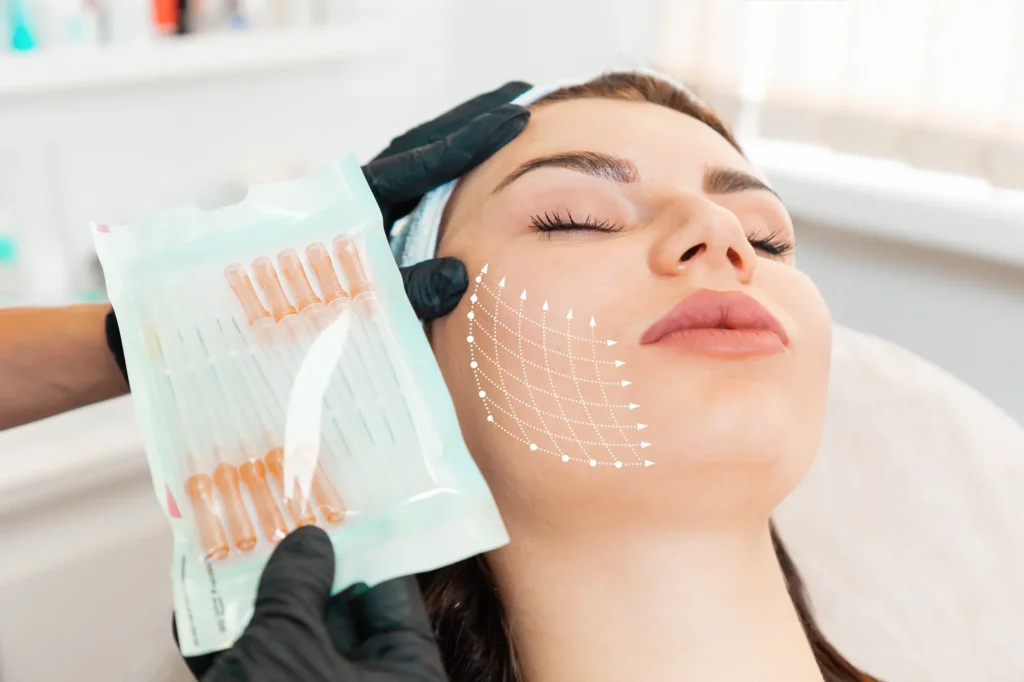 a woman getting a face injection